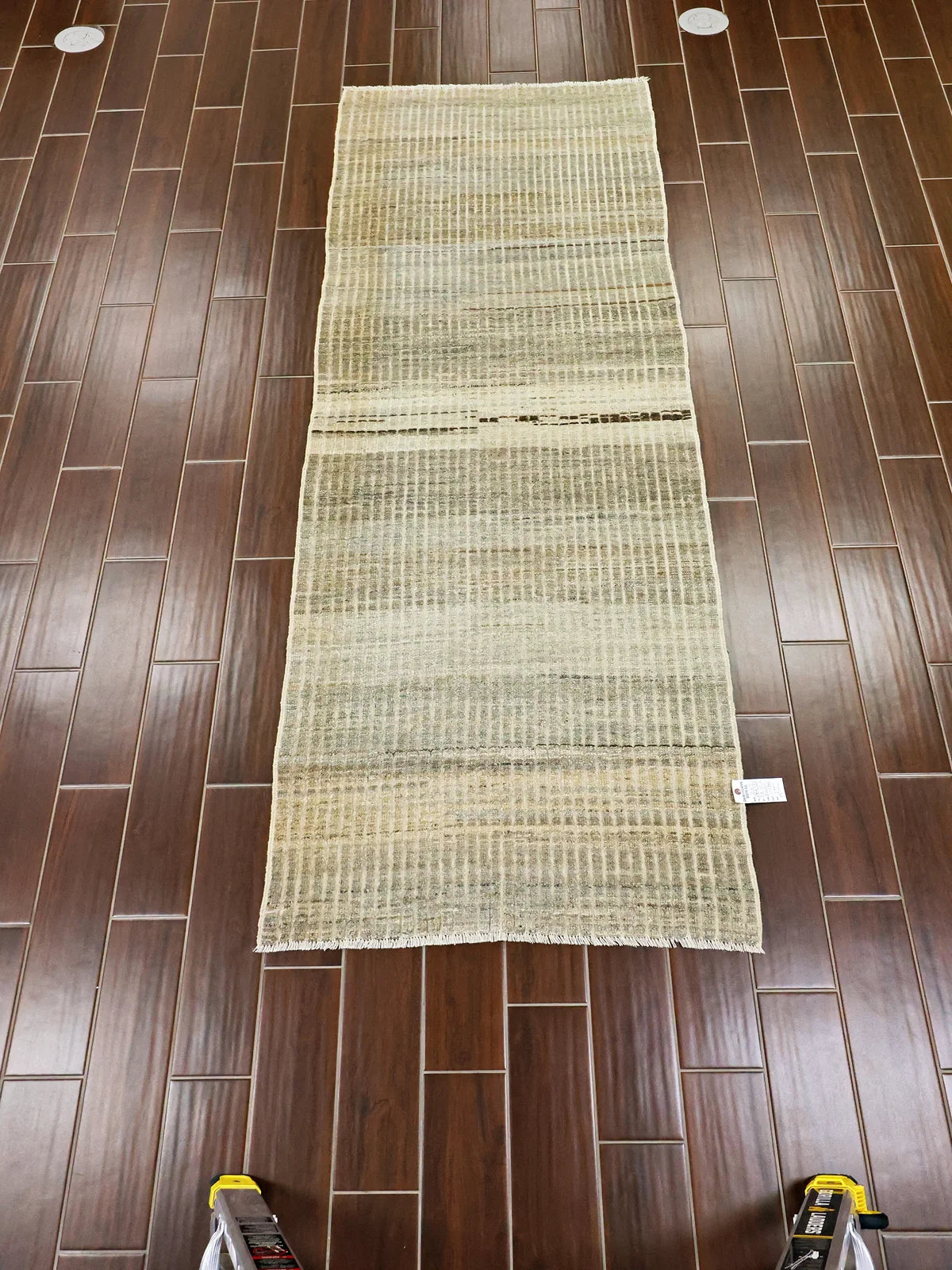 Classic Balkhi Wool Runner in Beige with Brown & Grey Stripes