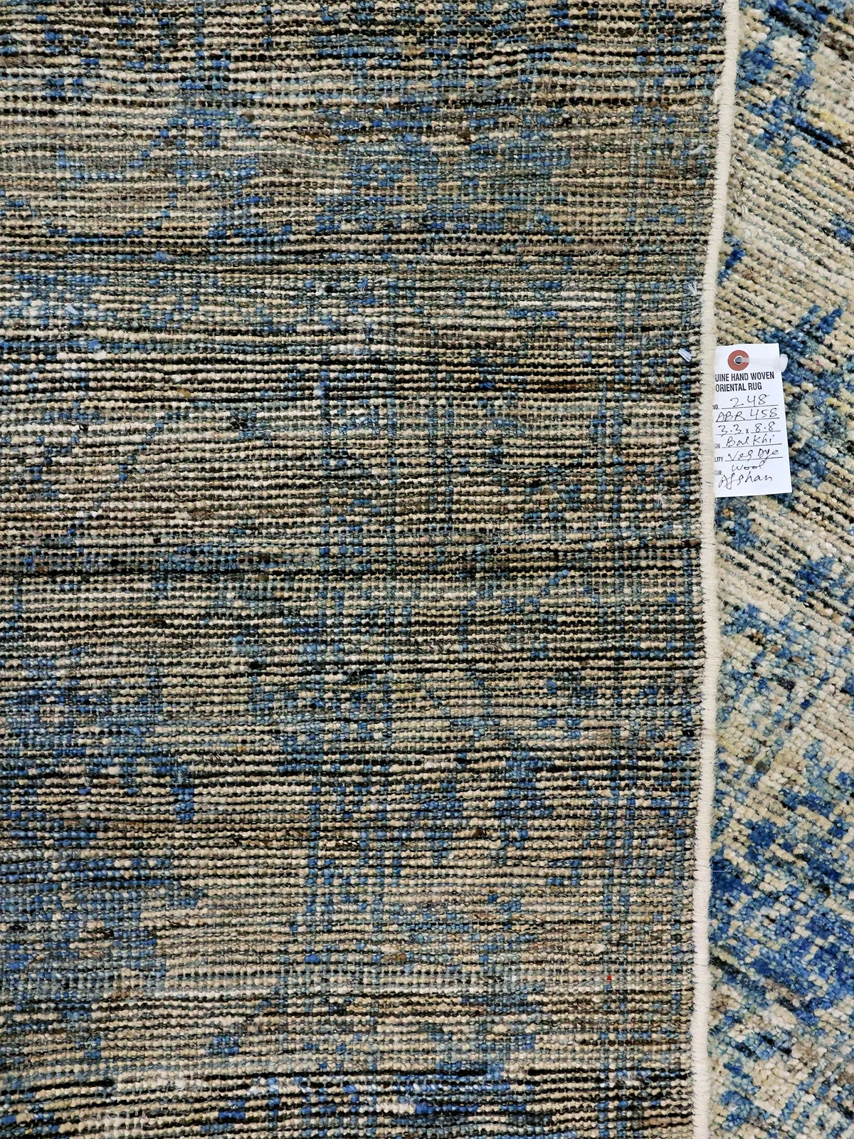 Royal Bloom Balkhi Wool Runner in Beige with Vibrant Blue Floral Design