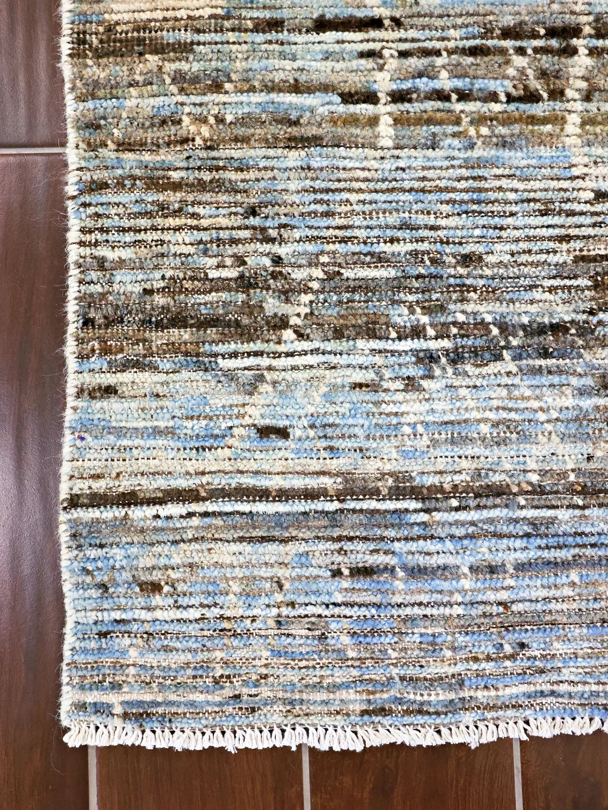 Crestview Balkhi Wool Runner in Beige with Blue & Brown Pattern
