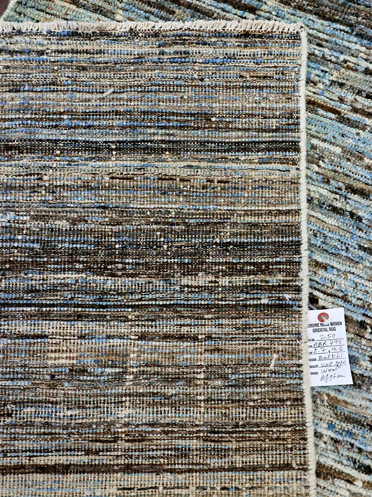 Crestview Balkhi Wool Runner in Beige with Blue & Brown Pattern
