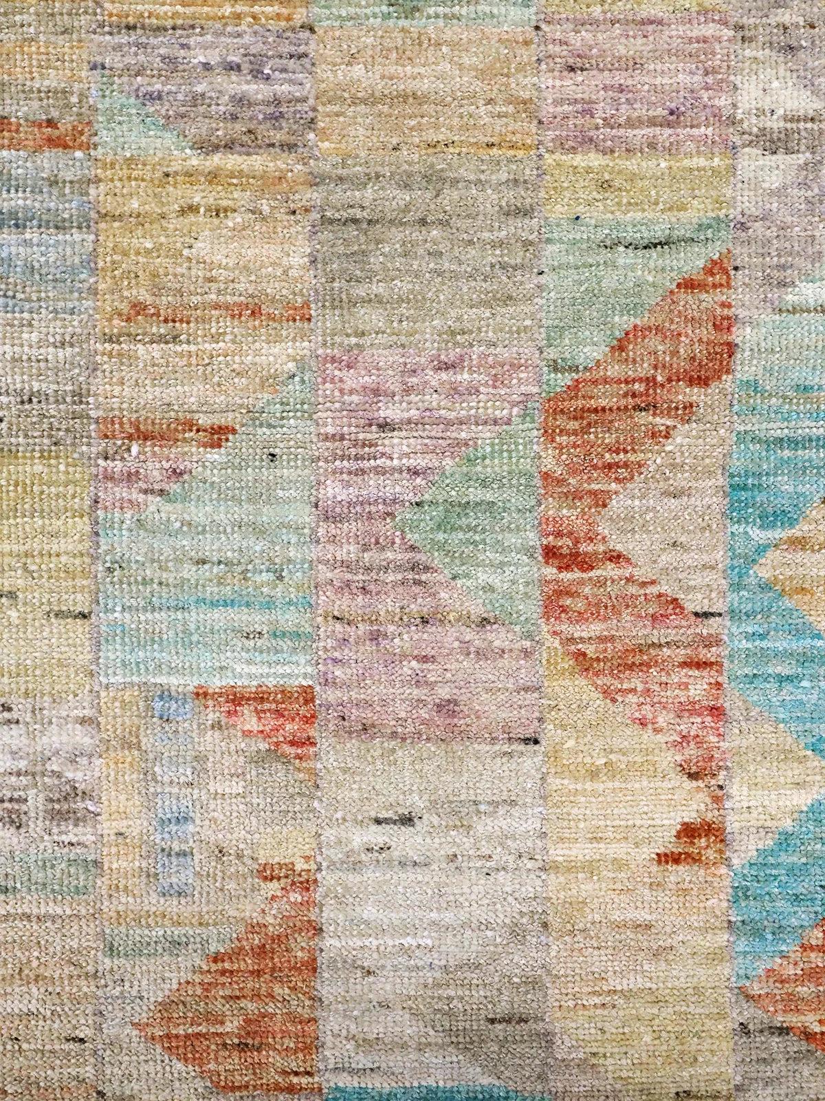 Vibrant Horizons Kohistani Wool Runner in Green & Rust