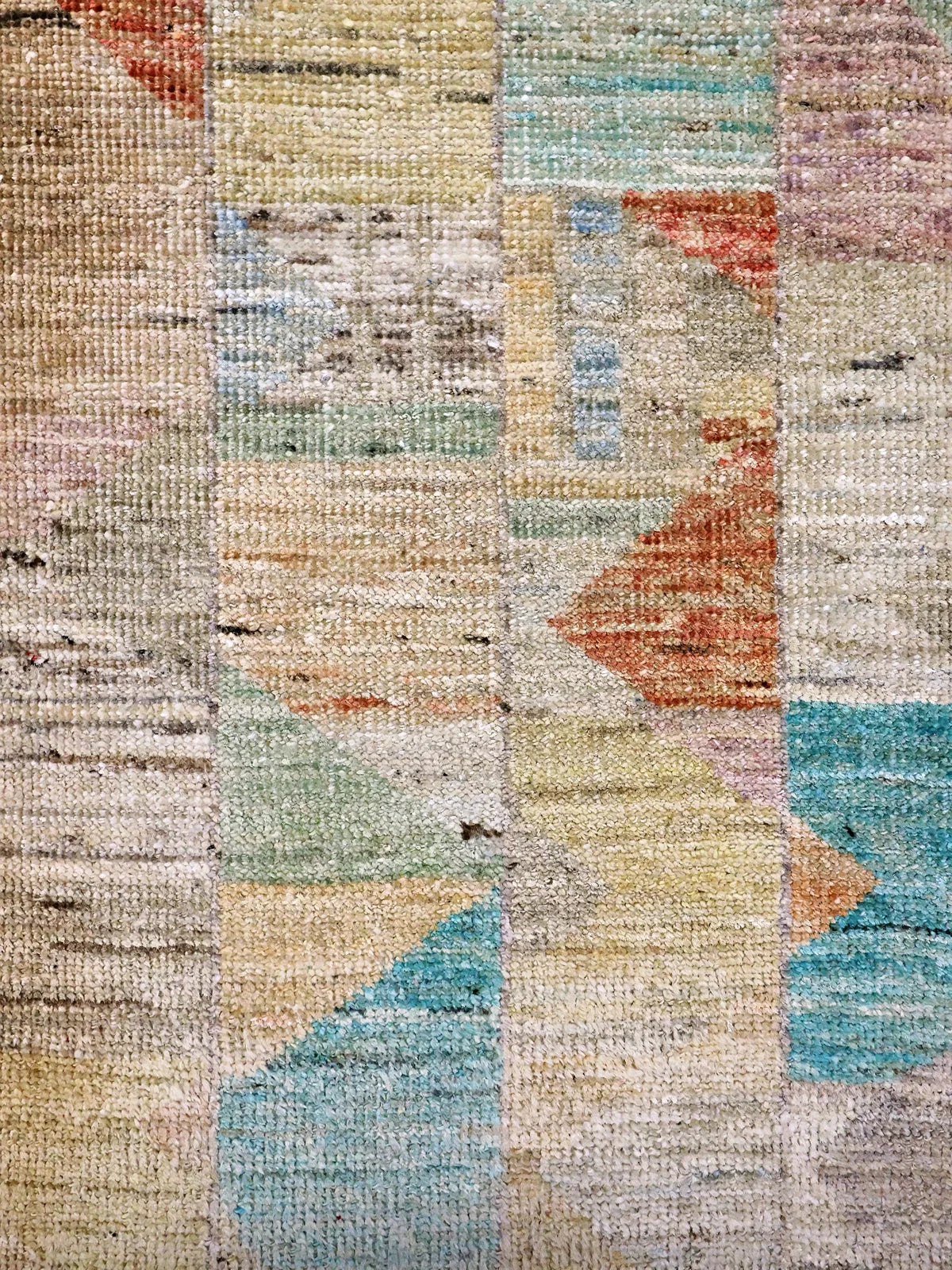 Vibrant Horizons Kohistani Wool Runner in Green & Rust