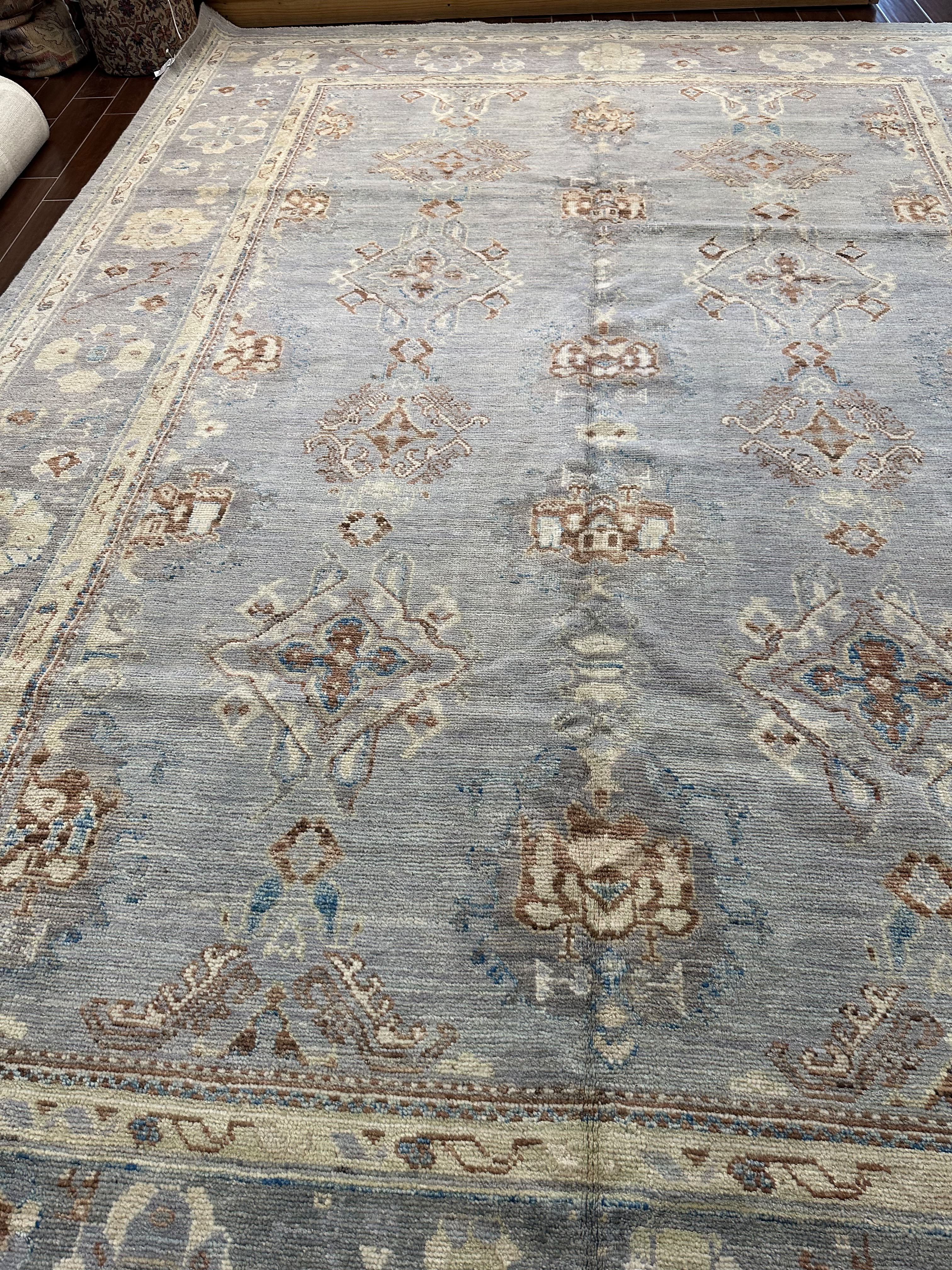 Vintage Blue Tribal Oushak Rug