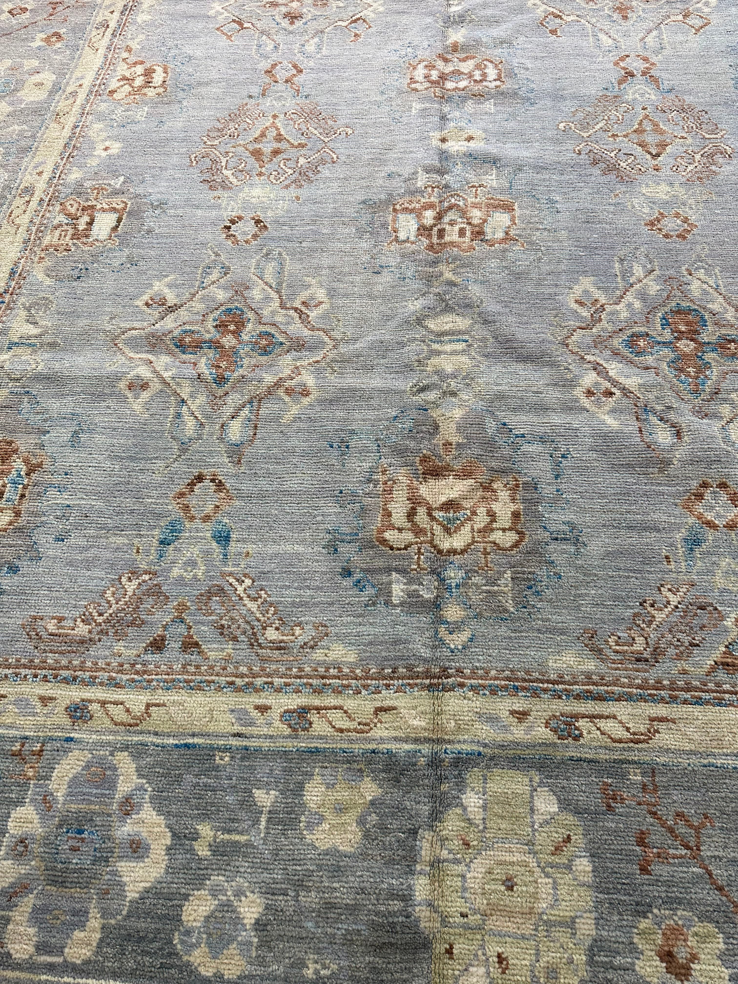 Vintage Blue Tribal Oushak Rug