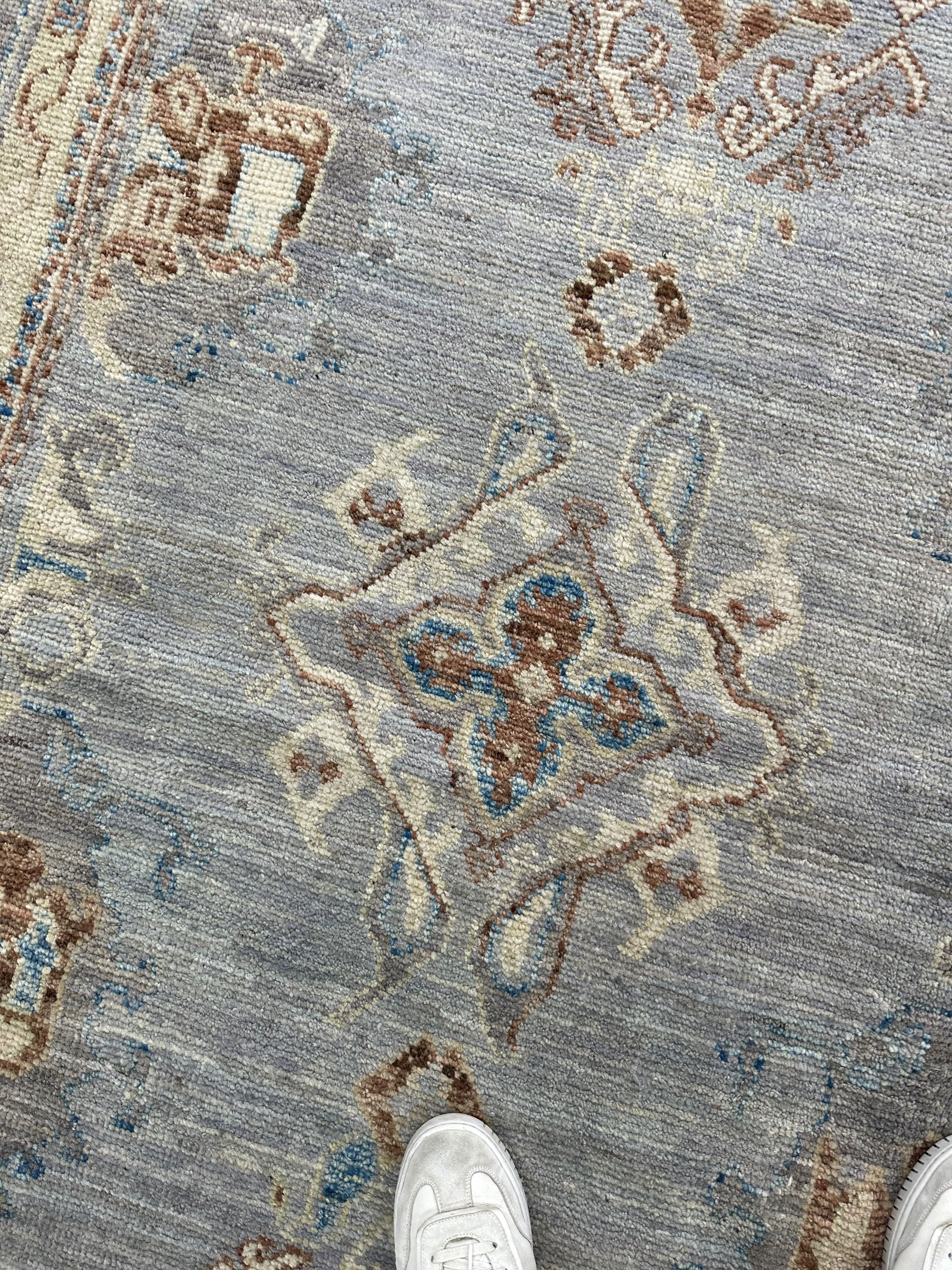 Vintage Blue Tribal Oushak Rug