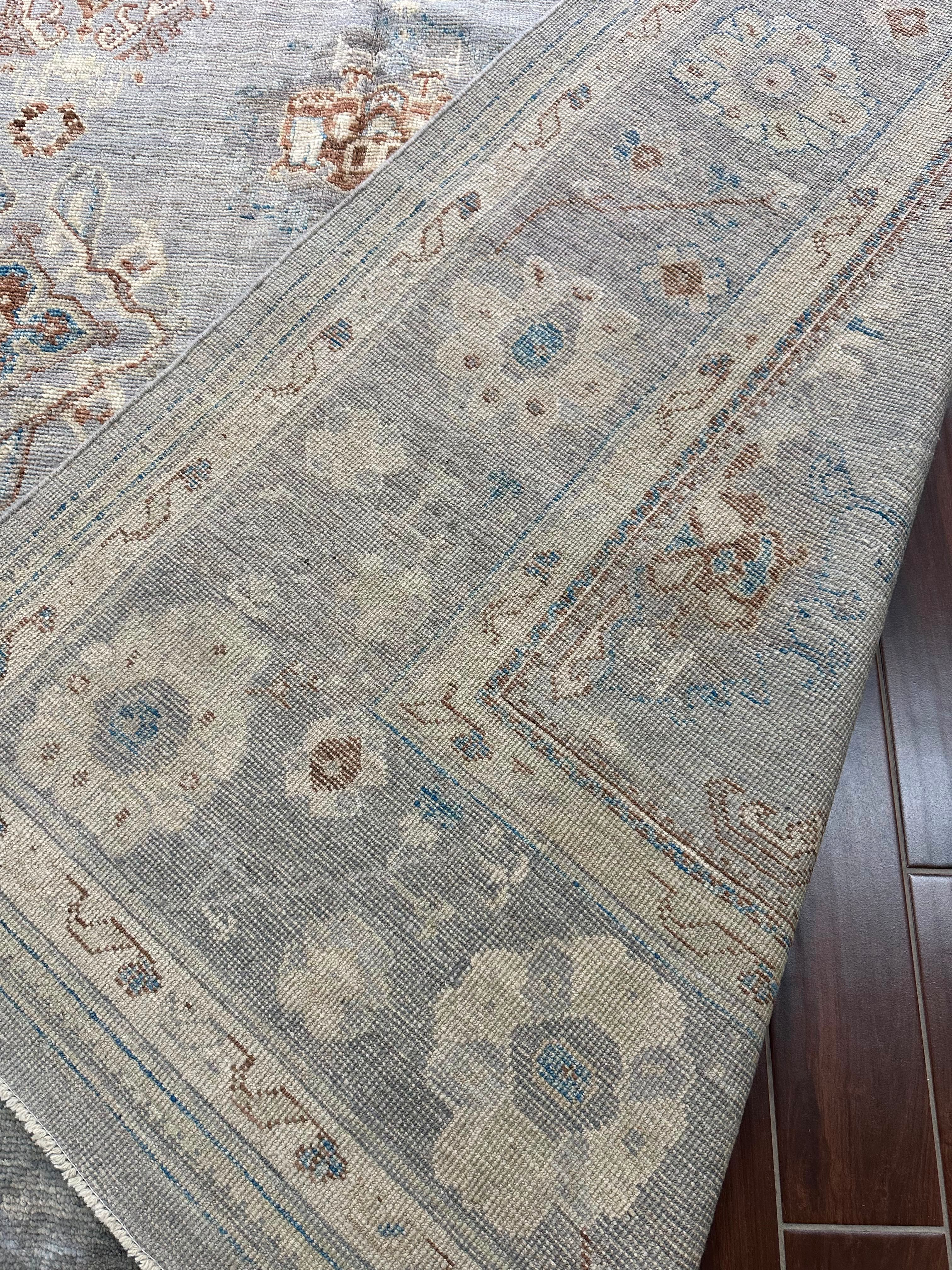 Vintage Blue Tribal Oushak Rug