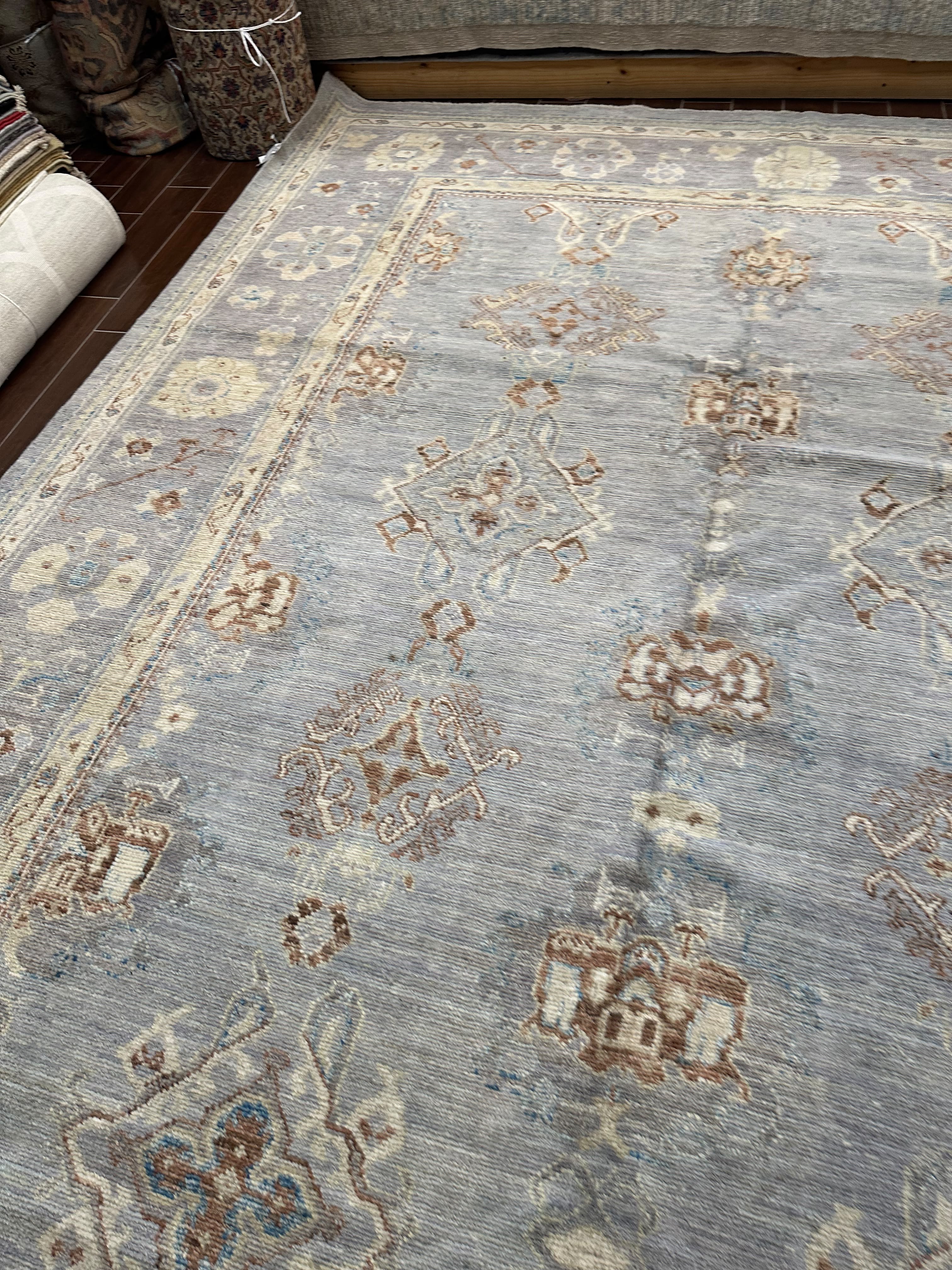 Vintage Blue Tribal Oushak Rug