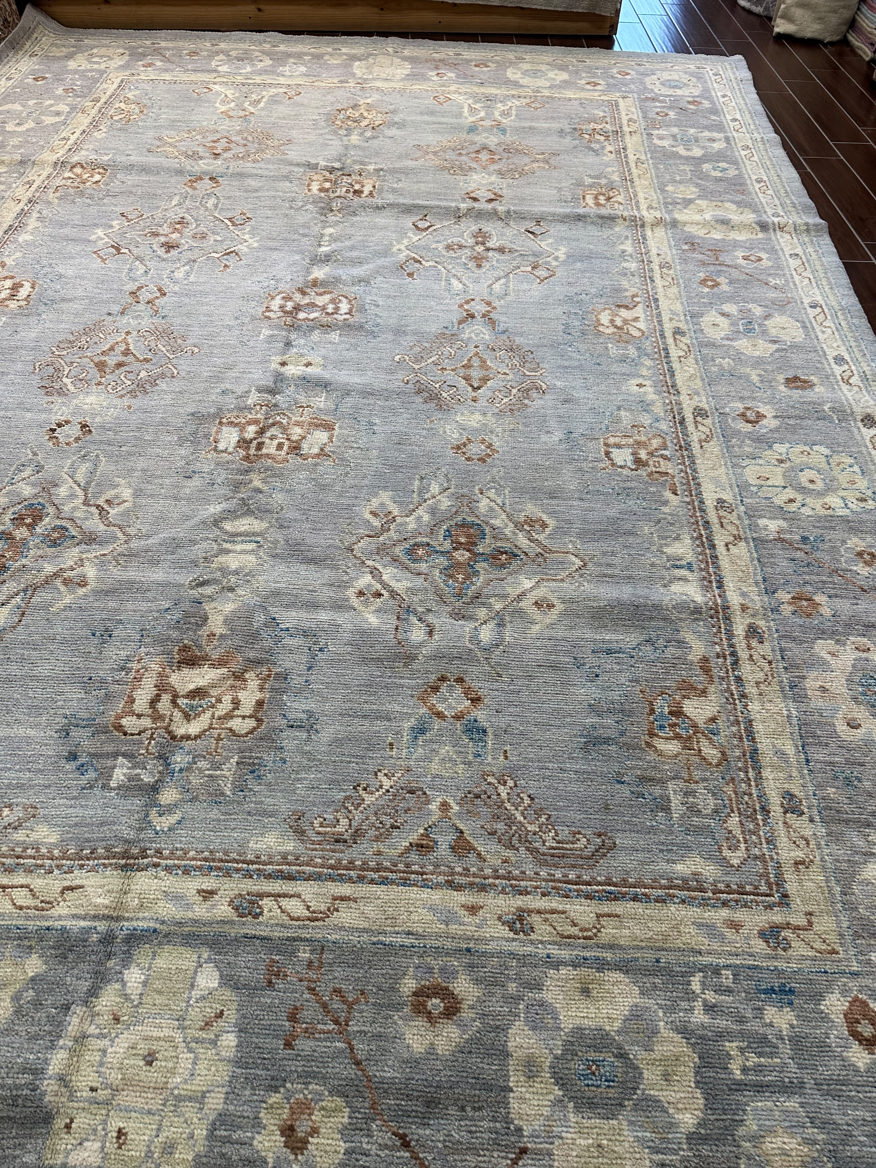 Vintage Blue Tribal Oushak Rug
