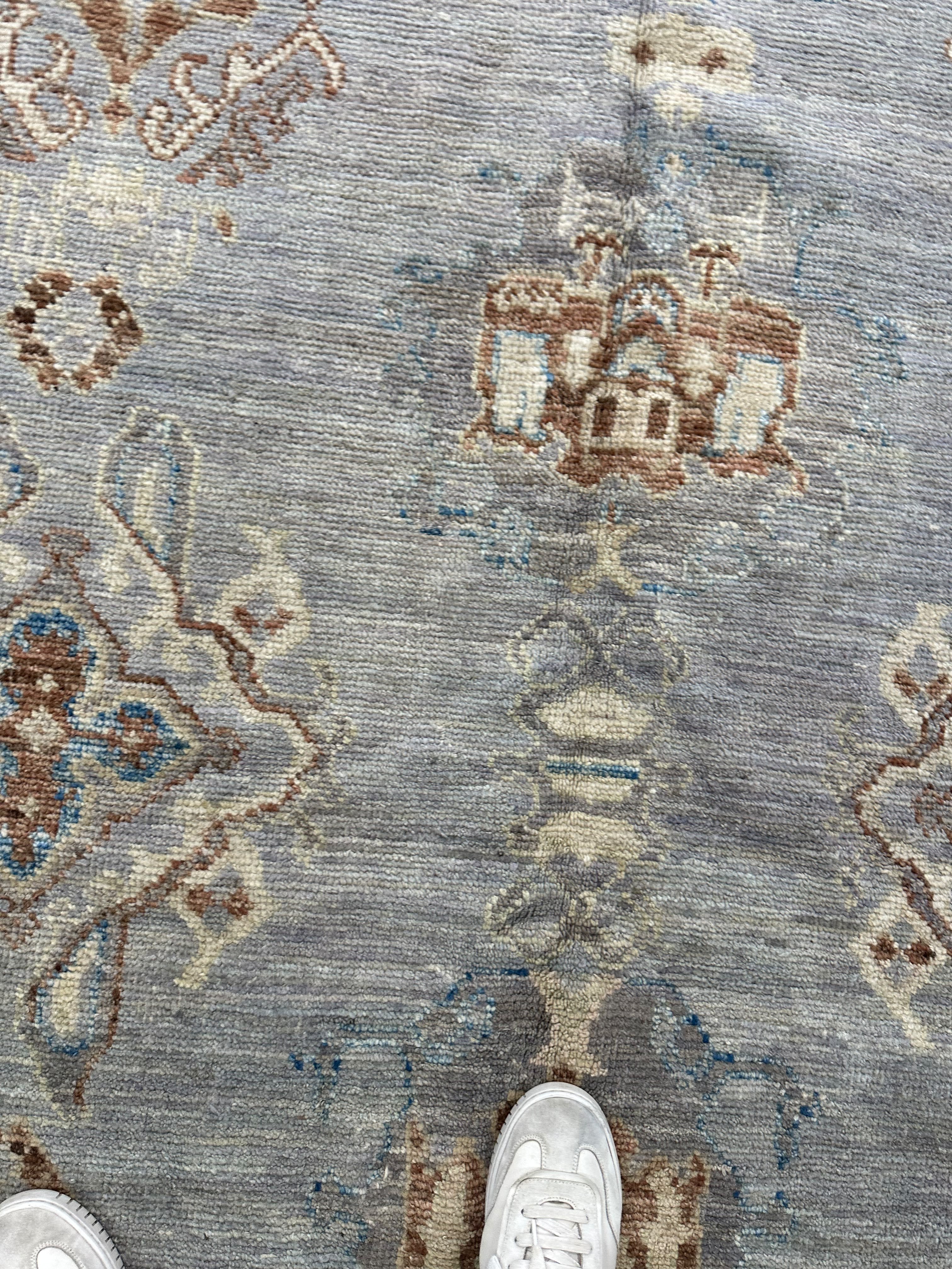 Vintage Blue Tribal Oushak Rug