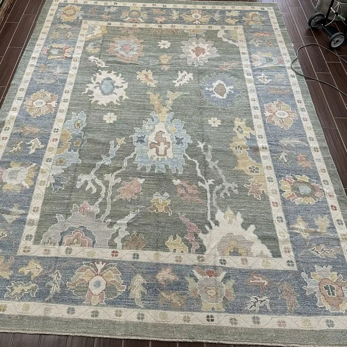 Olive & Slate Blue Turkish Oushak