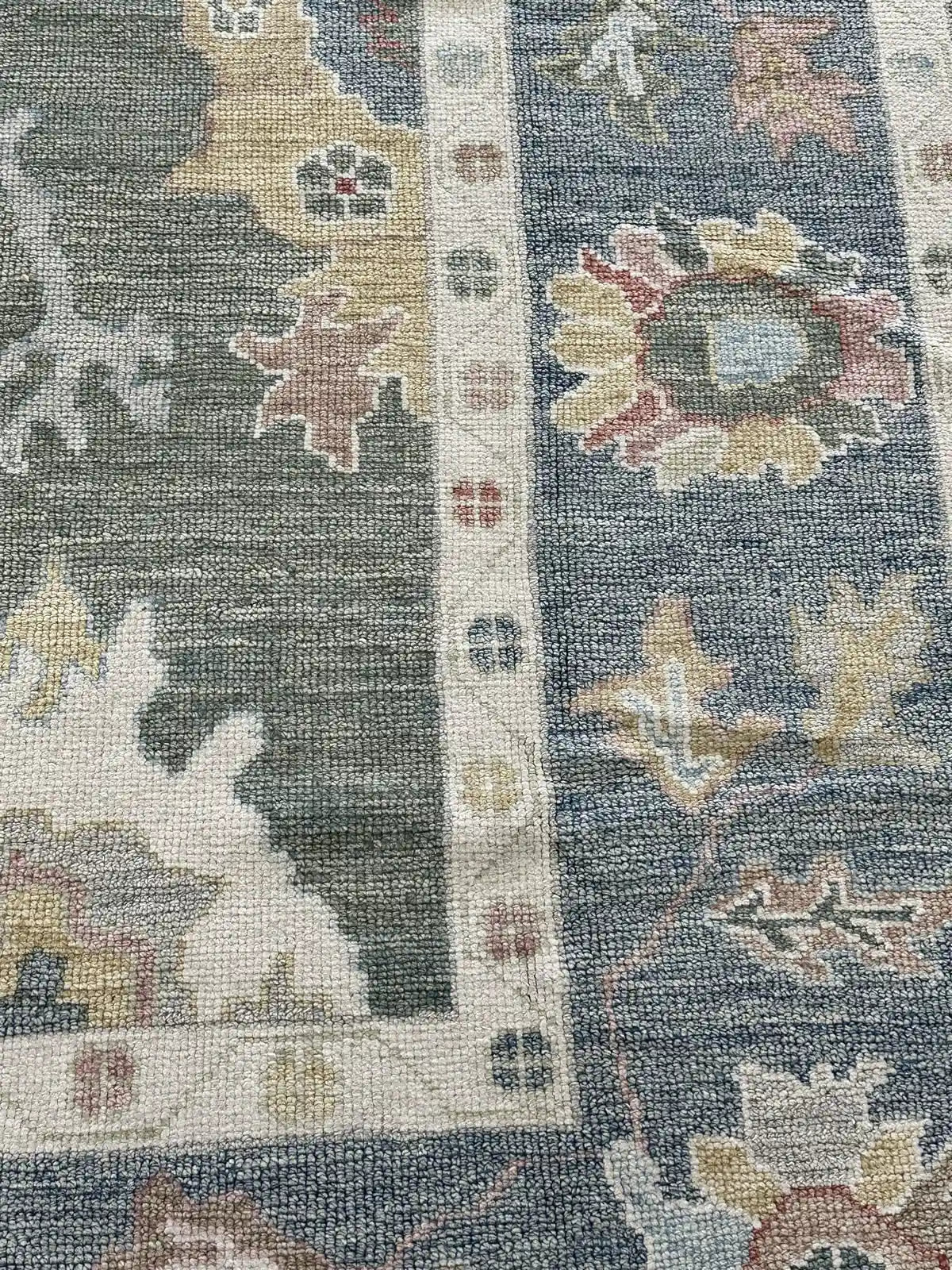 Olive & Slate Blue Turkish Oushak