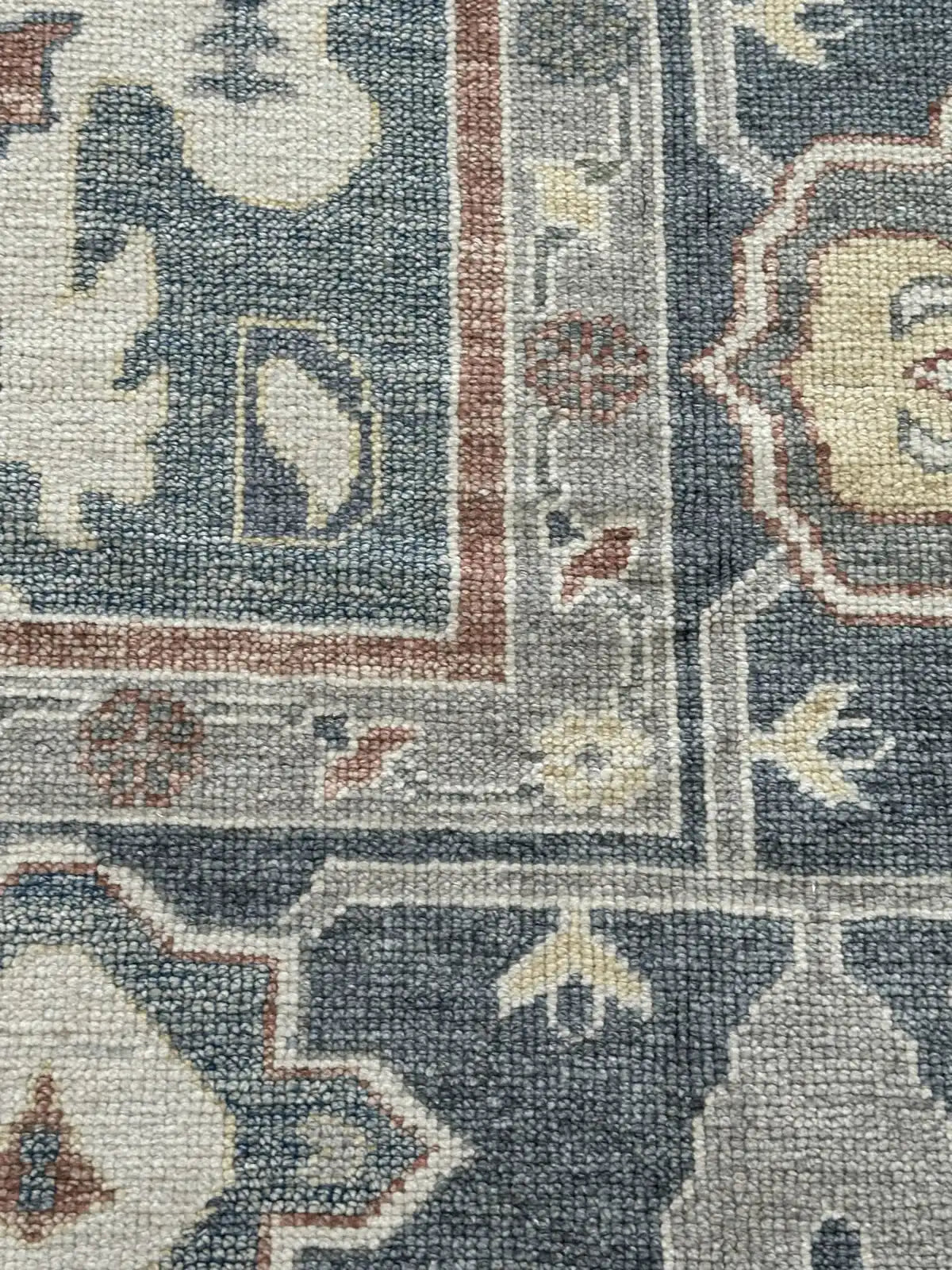 Grey & Slate Blue Medallion Oushak