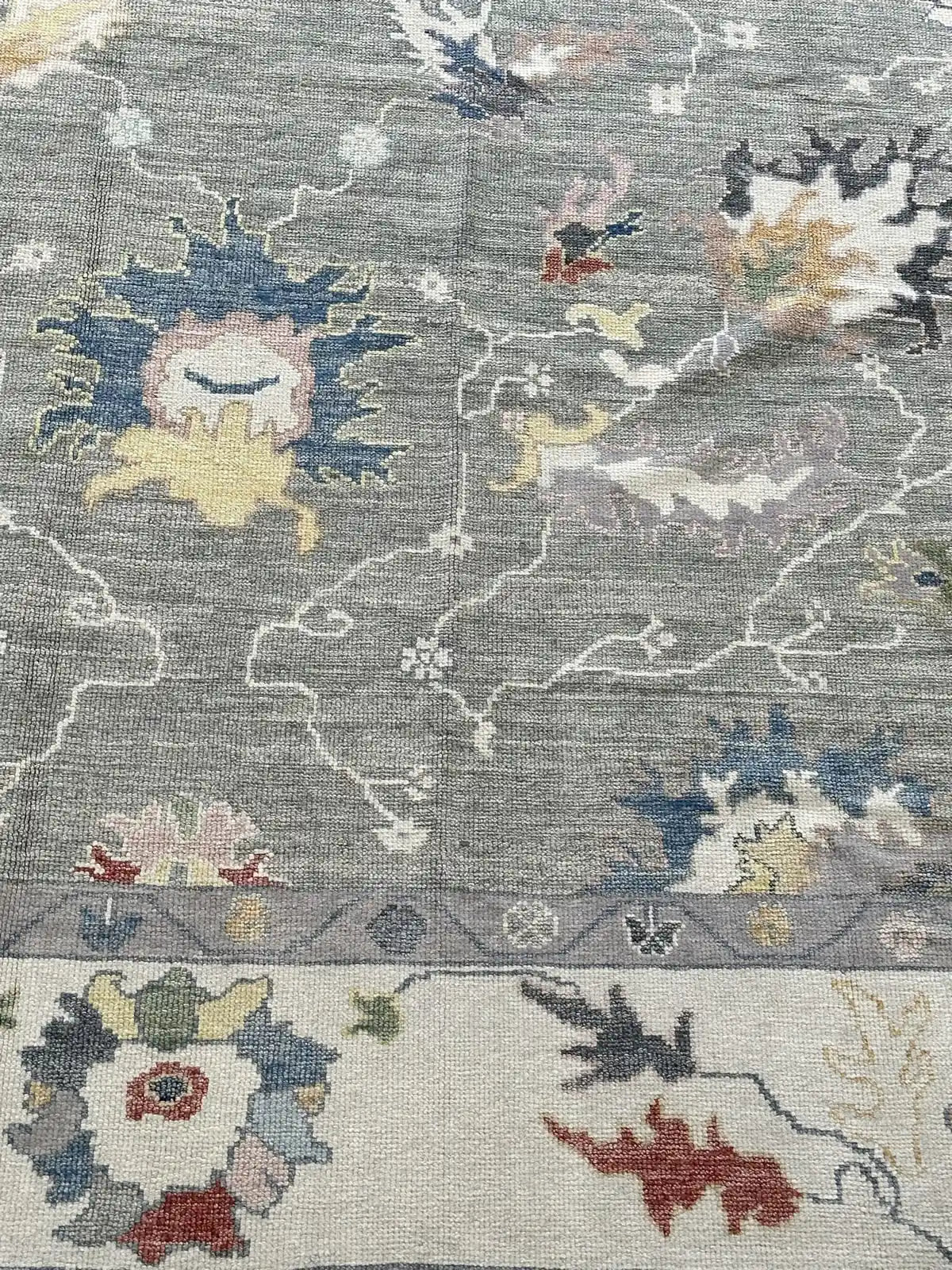 Grey Field Multicolor Floral Oushak