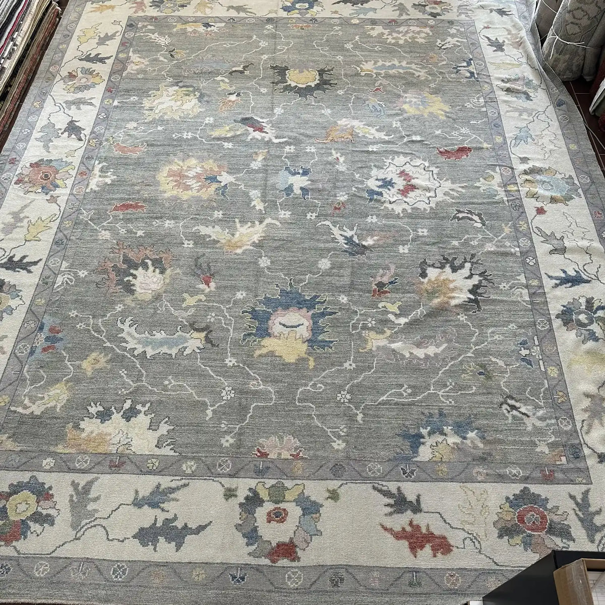 Grey Field Multicolor Floral Oushak