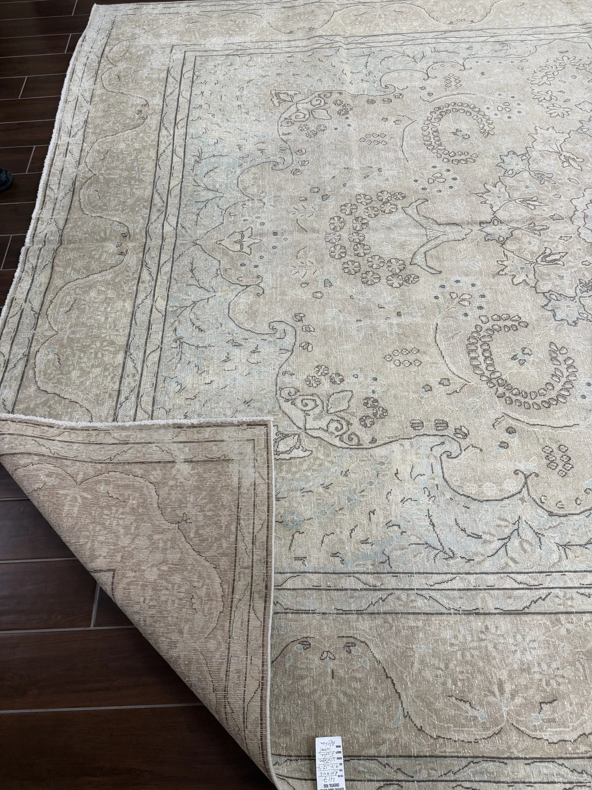 Vintage Beige & Soft Blue Medallion Rug