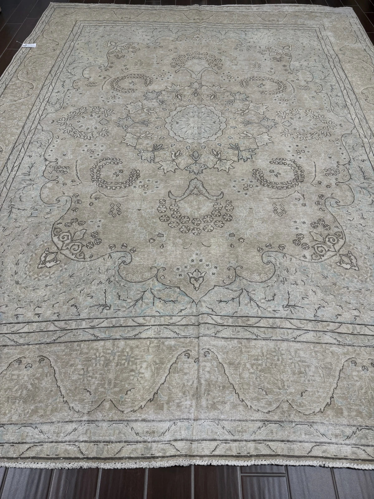 Vintage Beige & Soft Blue Medallion Rug