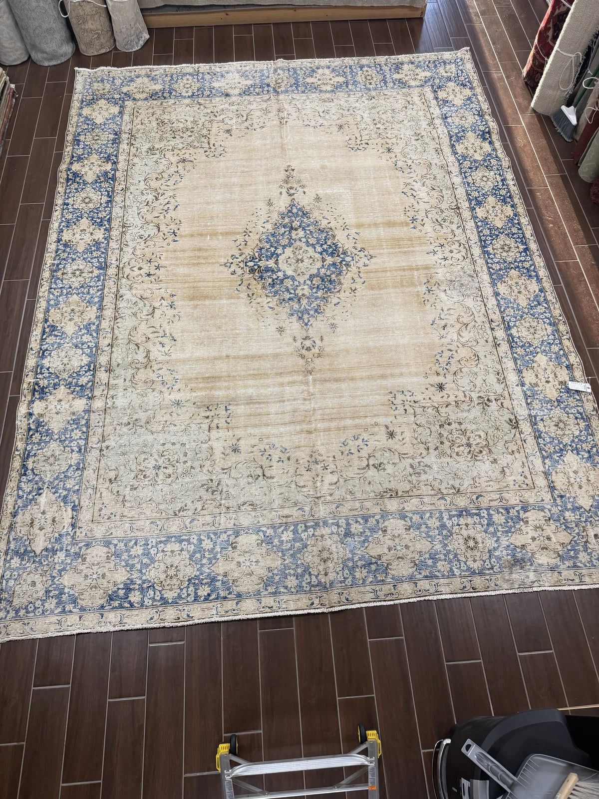 Vintage Gold & Blue Medallion Rug