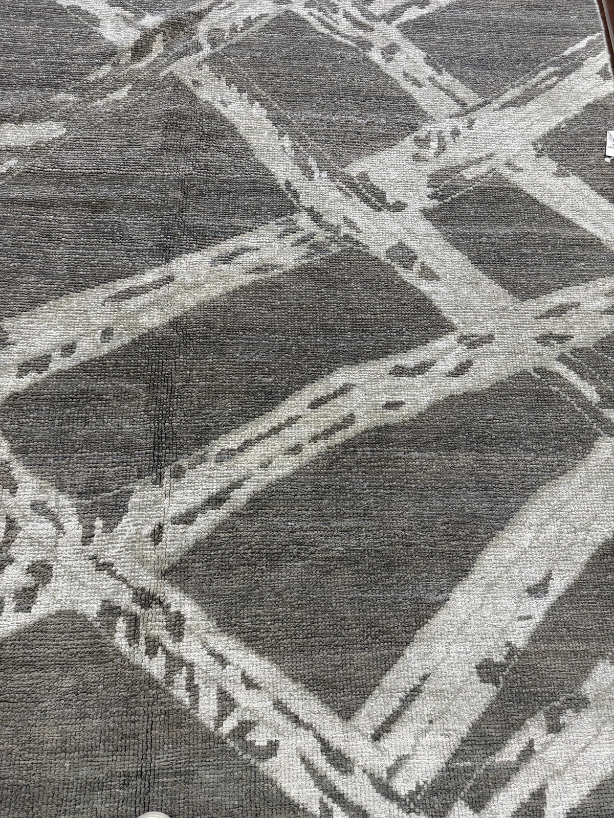 Modern Charcoal Grey Lattice Rug