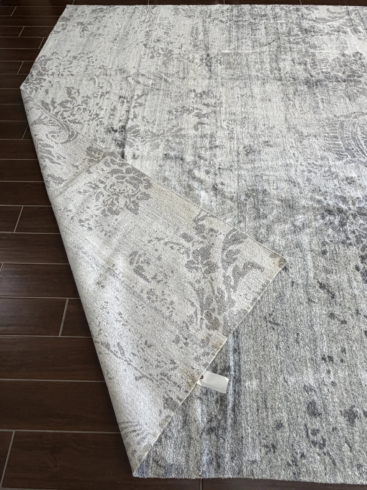Modern Silver Grey Damask Rug