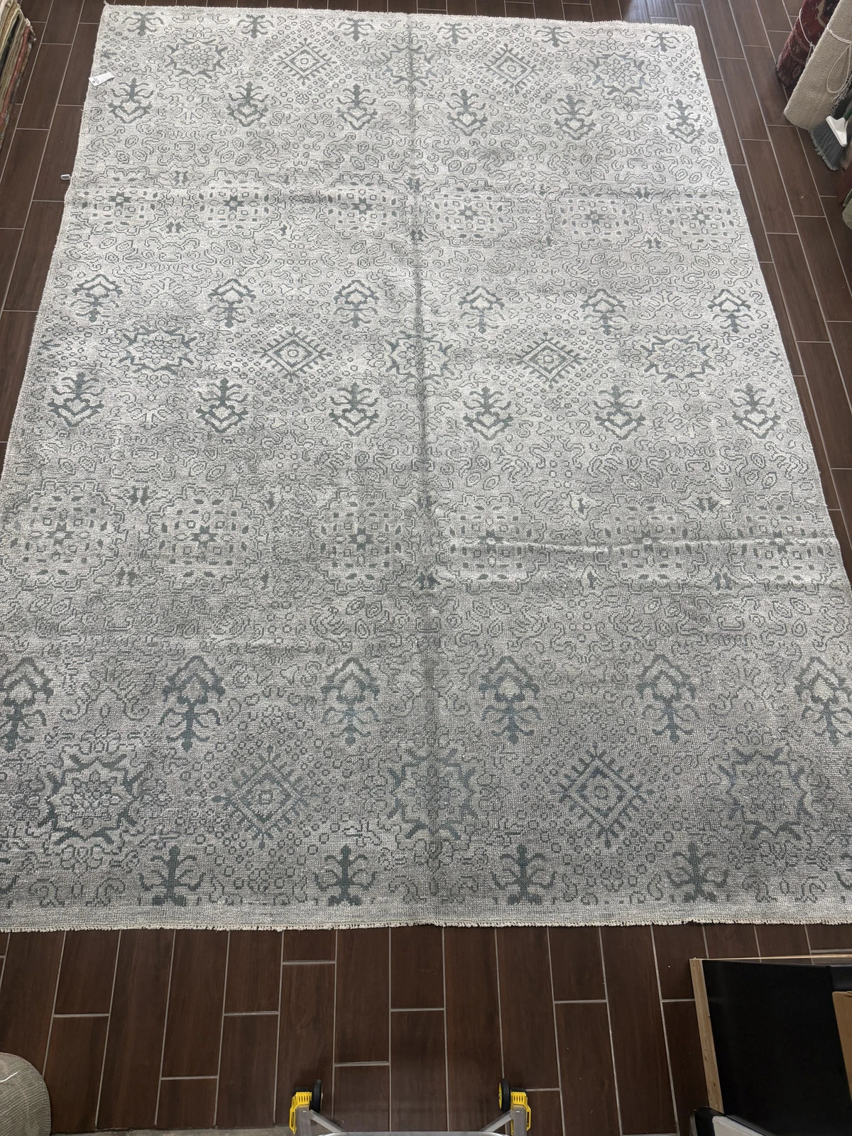 Modern Grey & Teal Tribal Rug
