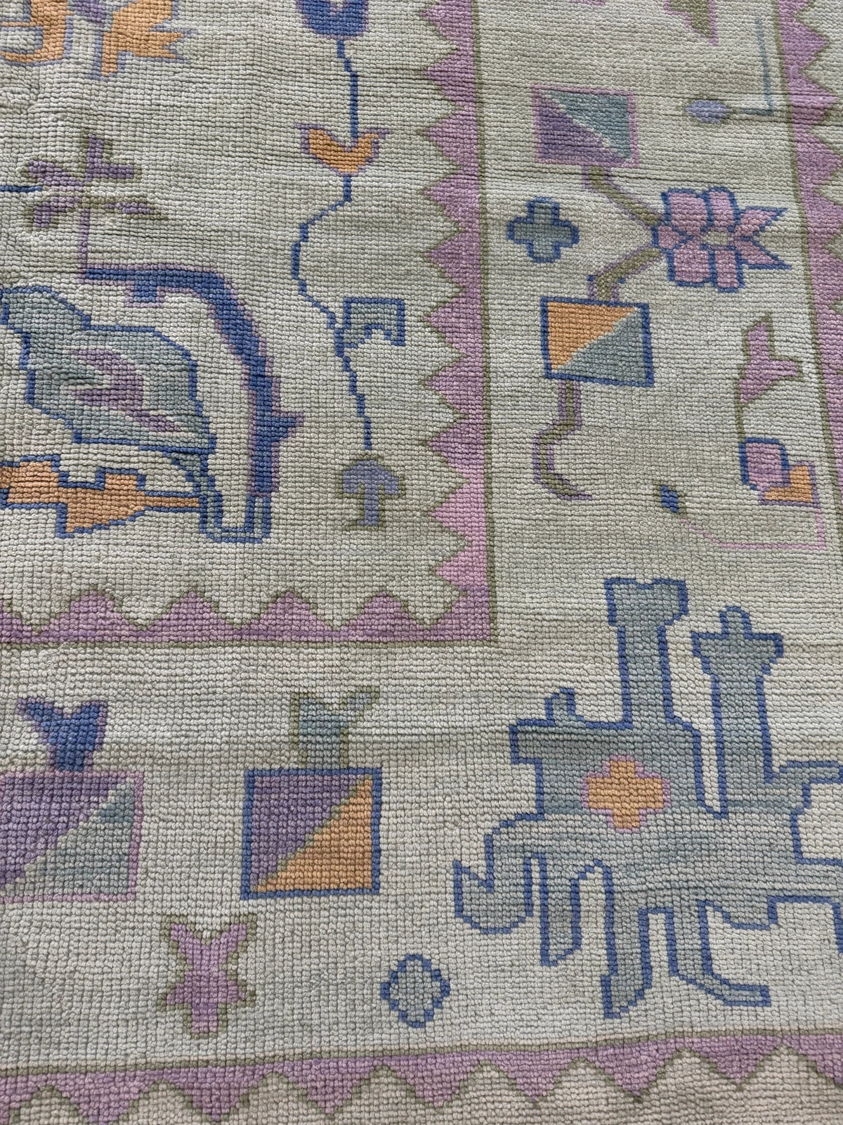 Mint Green Lavender Oushak Rug