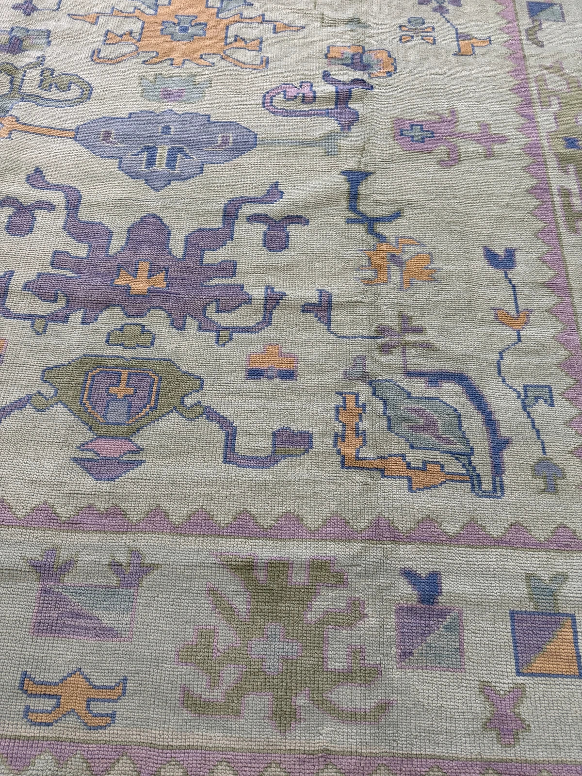 Mint Green Lavender Oushak Rug