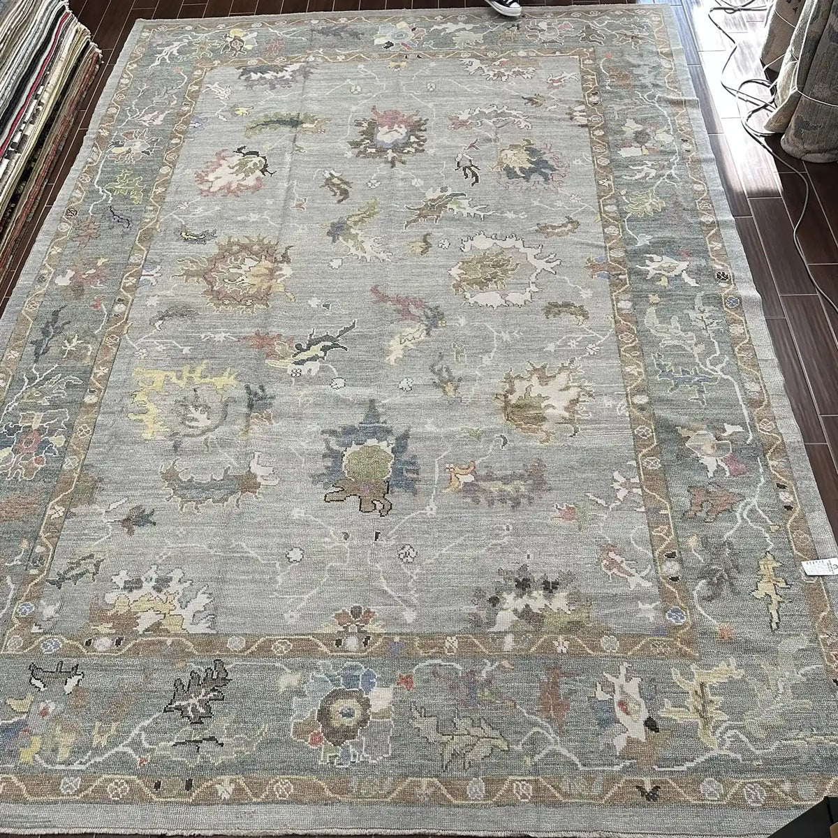 Light Grey Pastel Floral Oushak