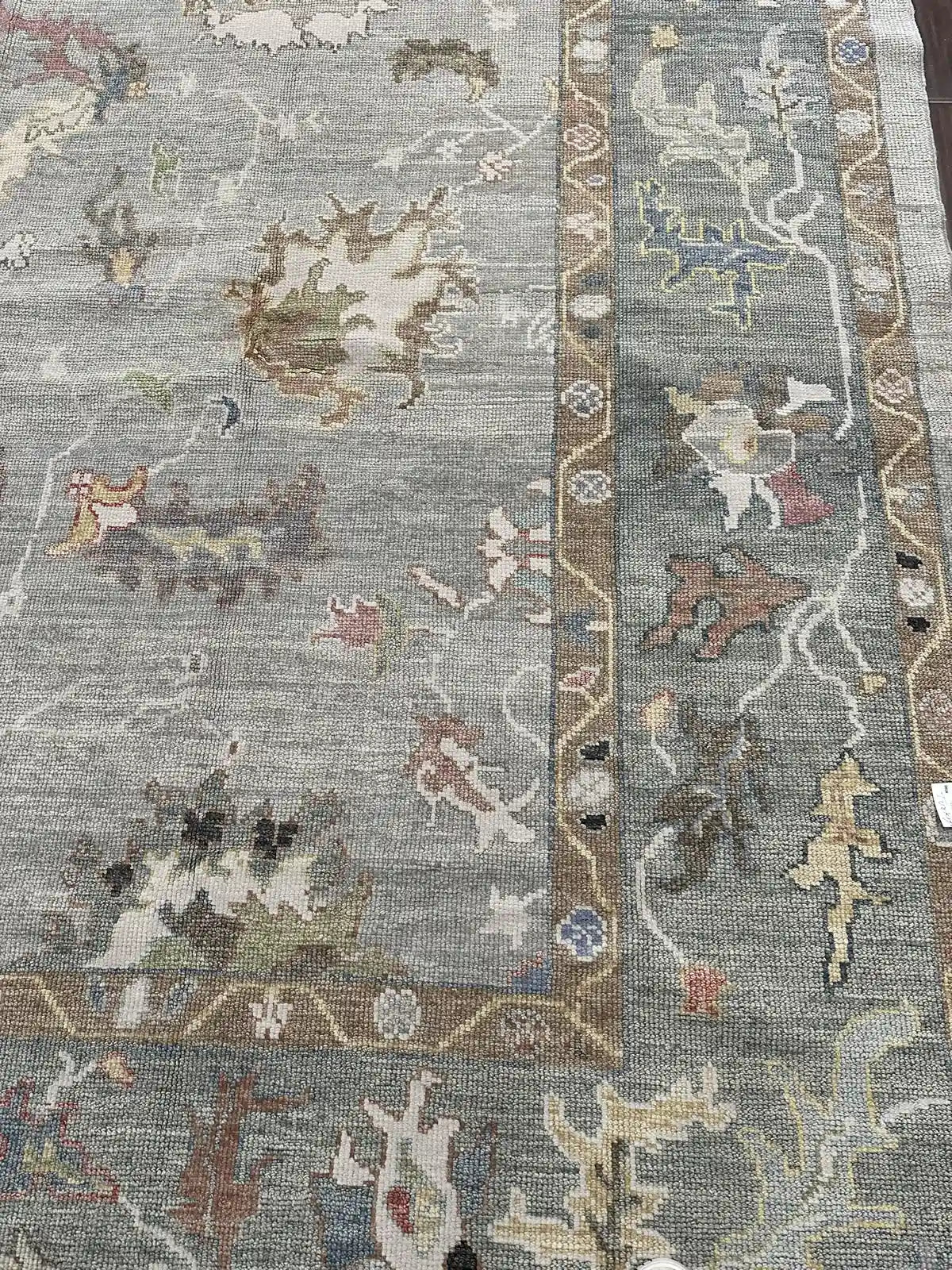 Light Grey Pastel Floral Oushak